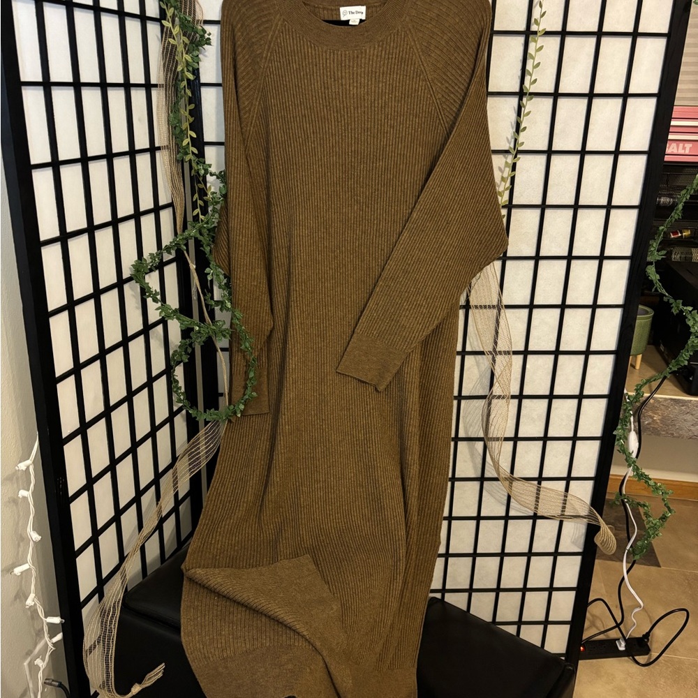 The Drop knit Heathered Mocha Long Sleeve Dress